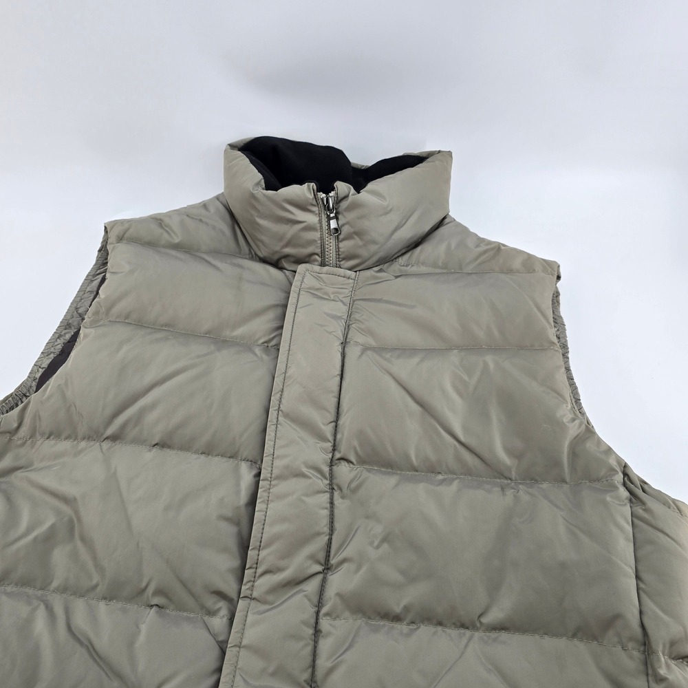 Banana Republic Puffer Vest Mens Down Fill Quilted Pockets Taupe Gray Large